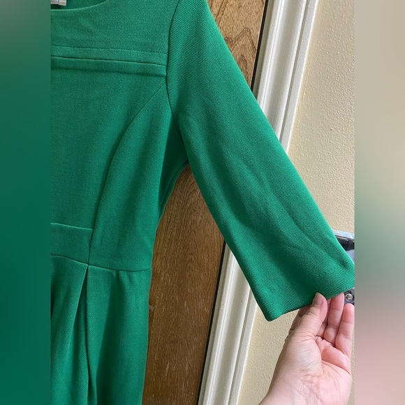 BODEN Libby Ponte Jersey Green Dress Women 10R A-Line Cotton-Blend Stretch - Picture 4 of 13